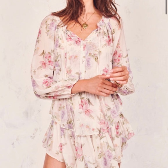 LoveShackFancy Popover Mini Ruffle Dress - Picture 1 of 6